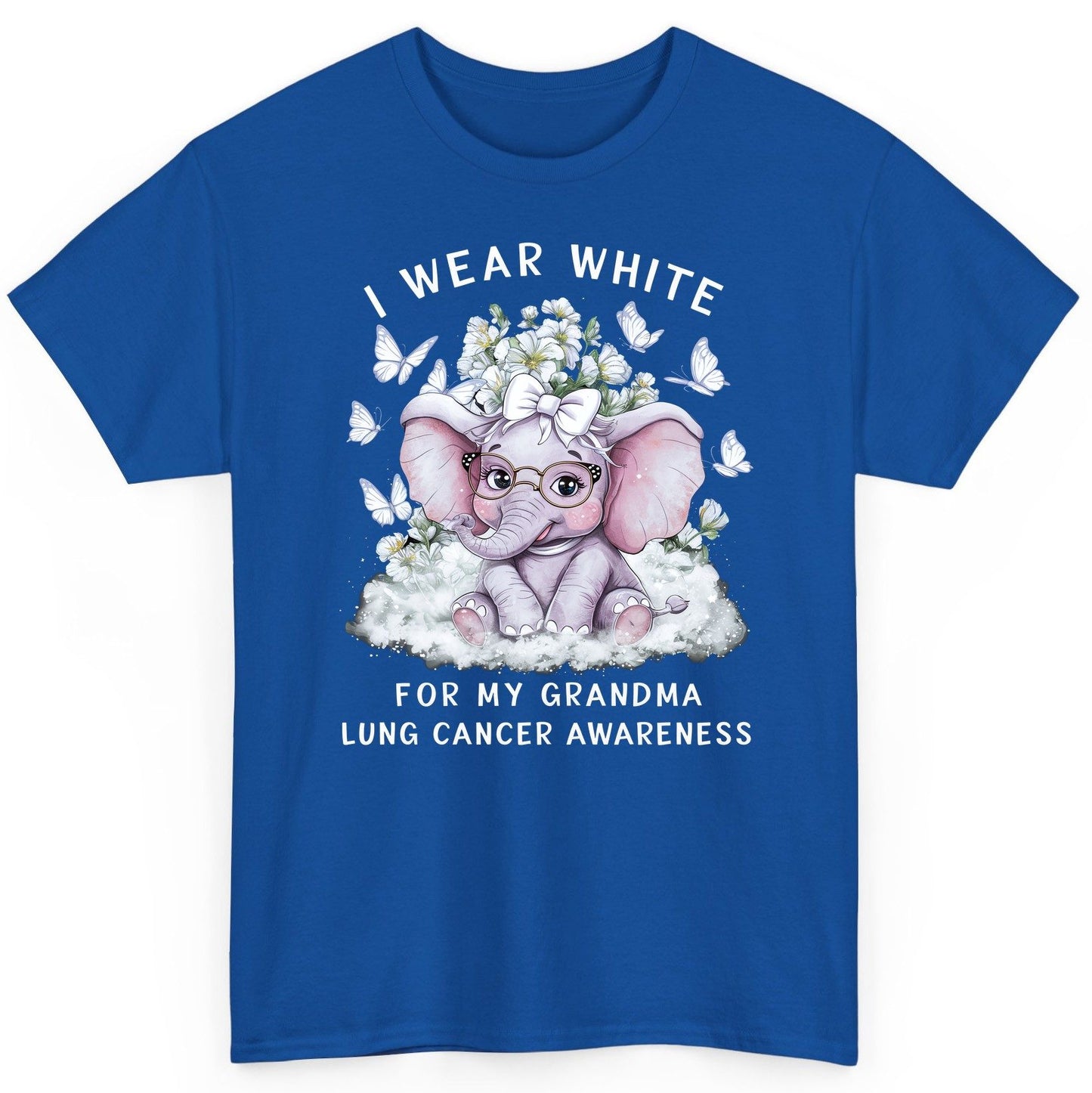 I Wear White for My Grandma Lung Cancer Awareness lung cancer awareness T-Shirt Royal product mockup