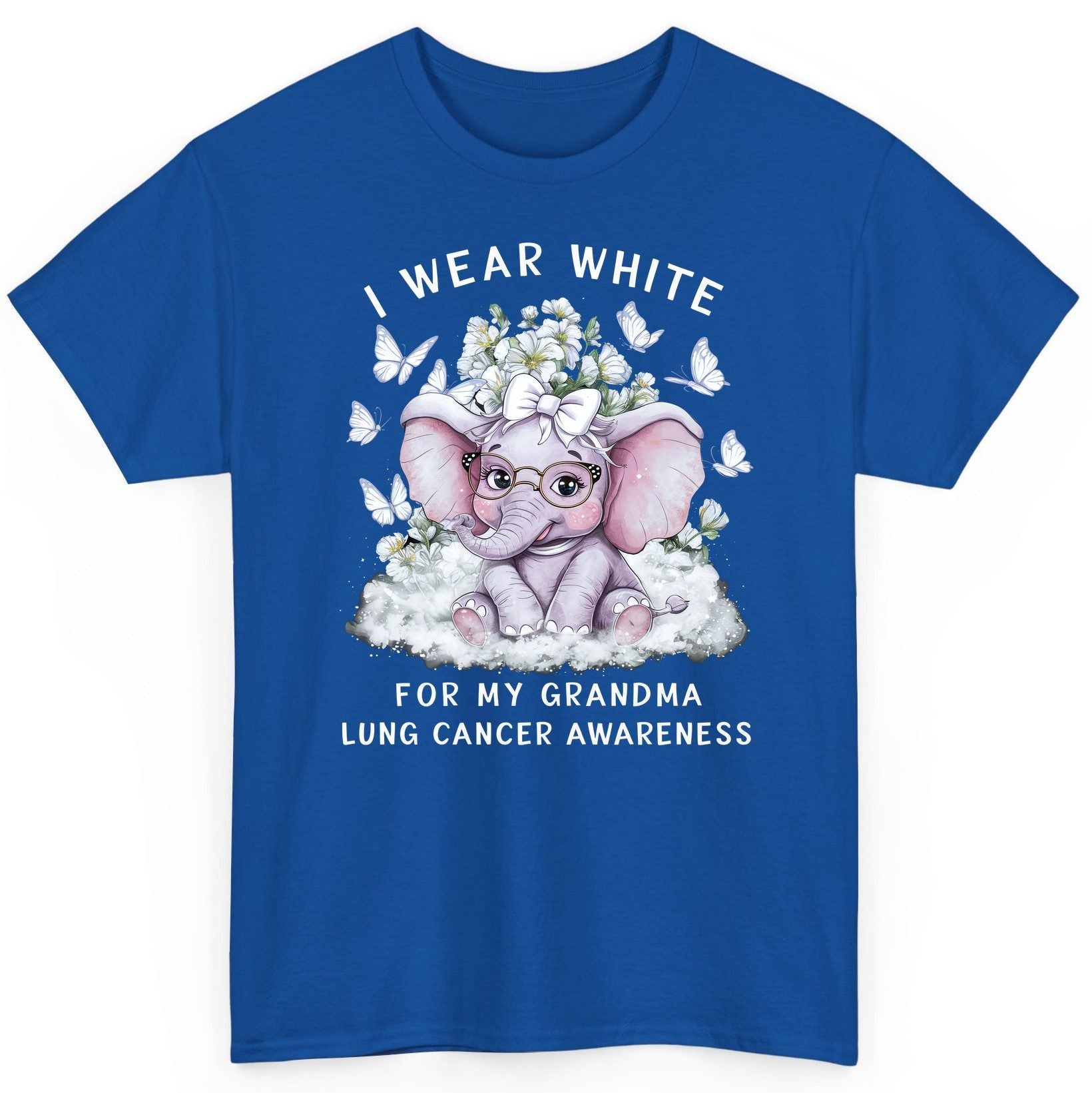 I Wear White for My Grandma Lung Cancer Awareness lung cancer awareness T-Shirt Royal product mockup