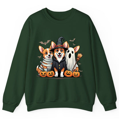 Halloween Corgi Trio Halloween corgis Sweatshirt Forest Green product mockup