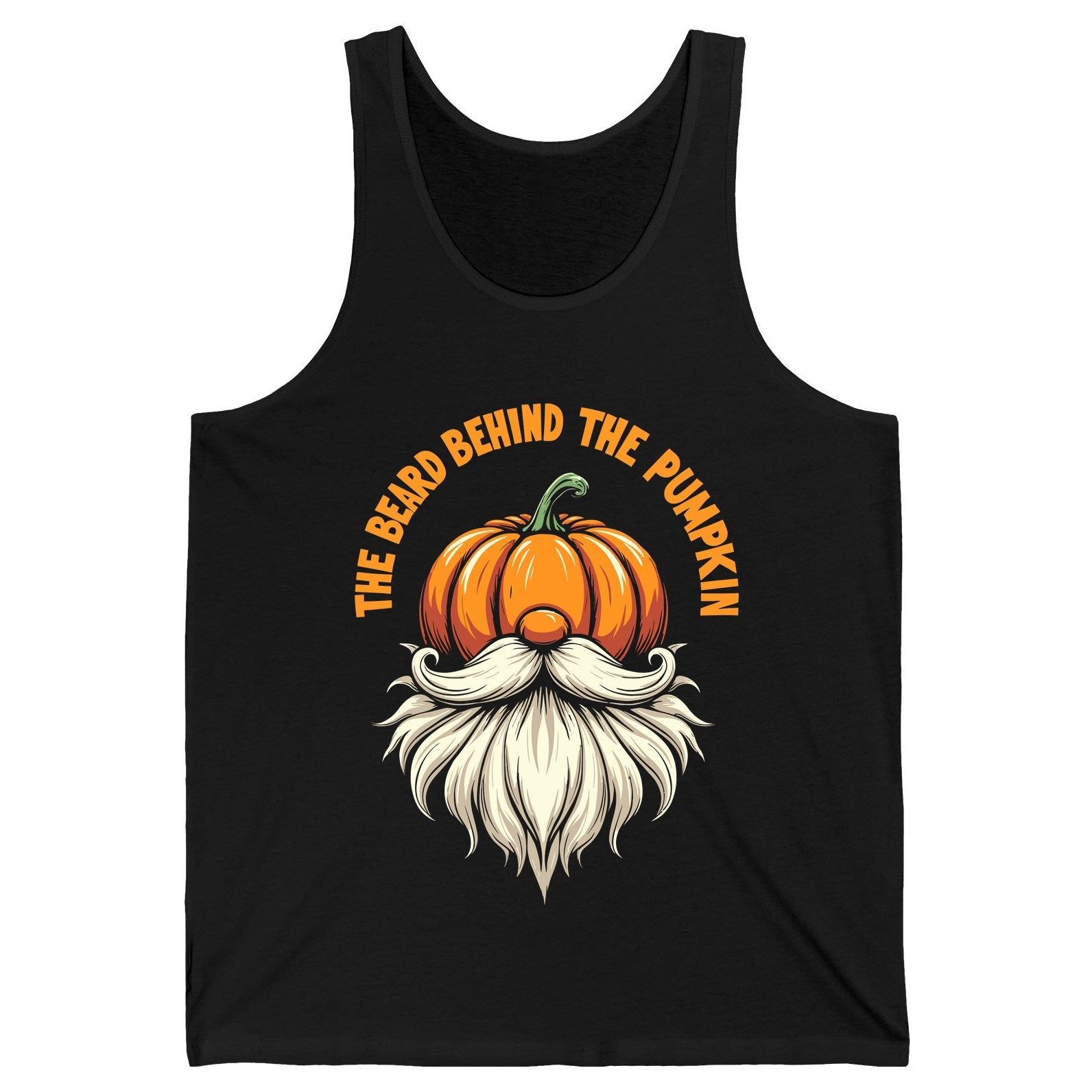 The Beard Behind the Pumpkin Halloween gnome Tank Top Black product mockup