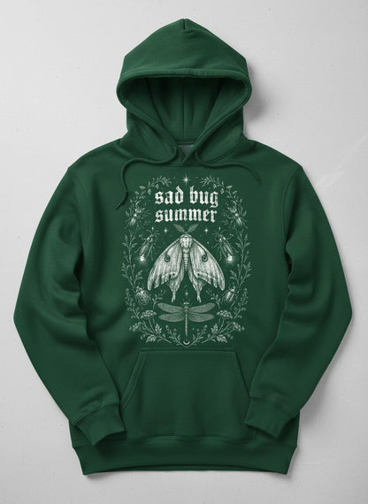 Sad Bug Summer Vintage Insects Hoodie - product mockup - Forest Green