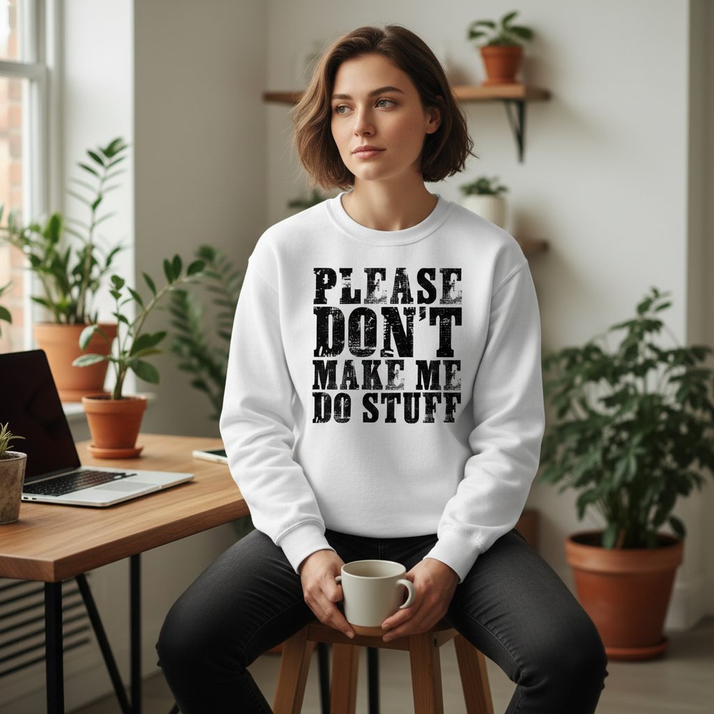 Solid Black Block minimalist geometric design Sweatshirt White lifestyle mockup