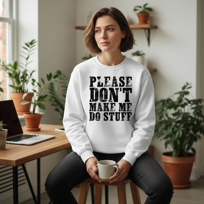 Solid Black Block minimalist geometric design Sweatshirt White lifestyle mockup