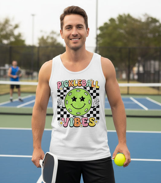 Pickleball Vibes pickleball Tank Top White lifestyle mockup