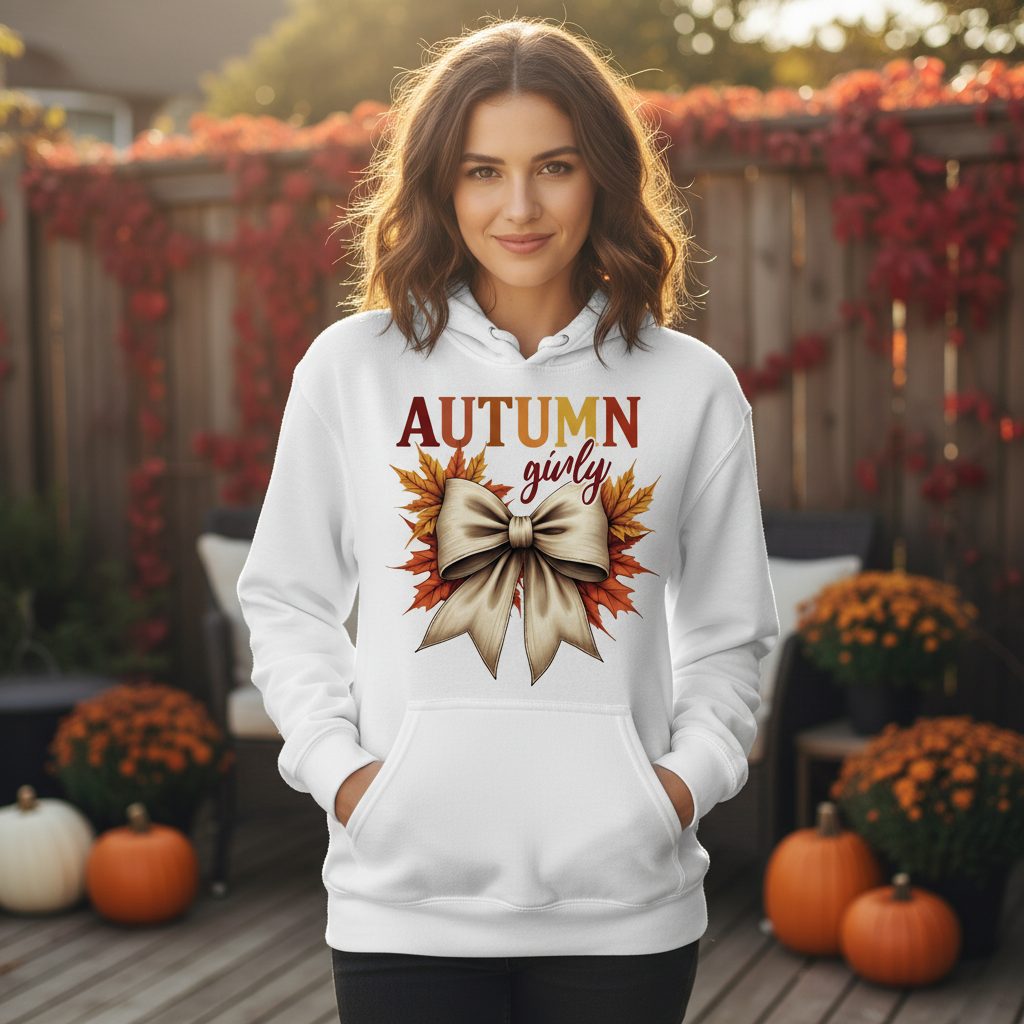 Autumn Girly autumn Hoodie White lifestyle mockup