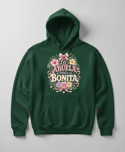 La ABUELA Más BONITA Grandma Hoodie - product mockup - Forest Green