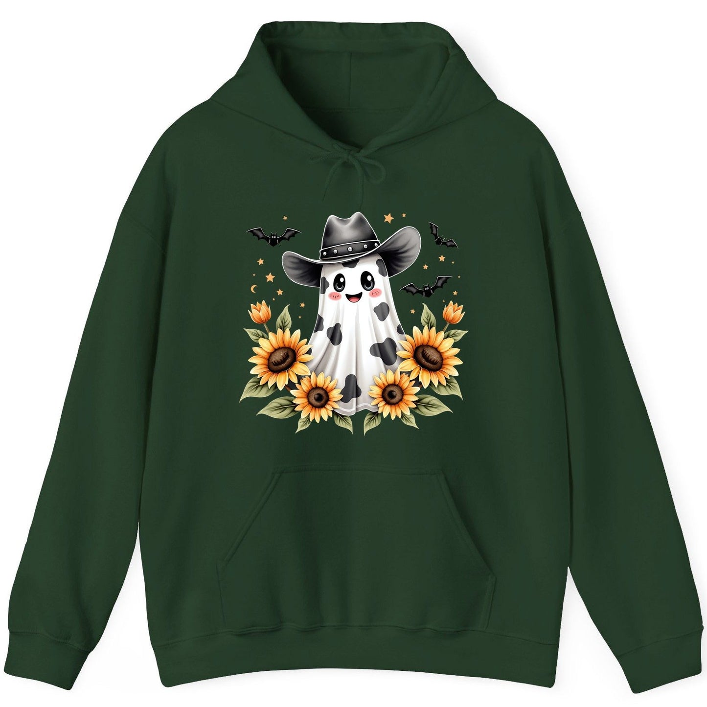 Cowboy Ghost Sunflowers cowboy ghost Hoodie Forest Green product mockup
