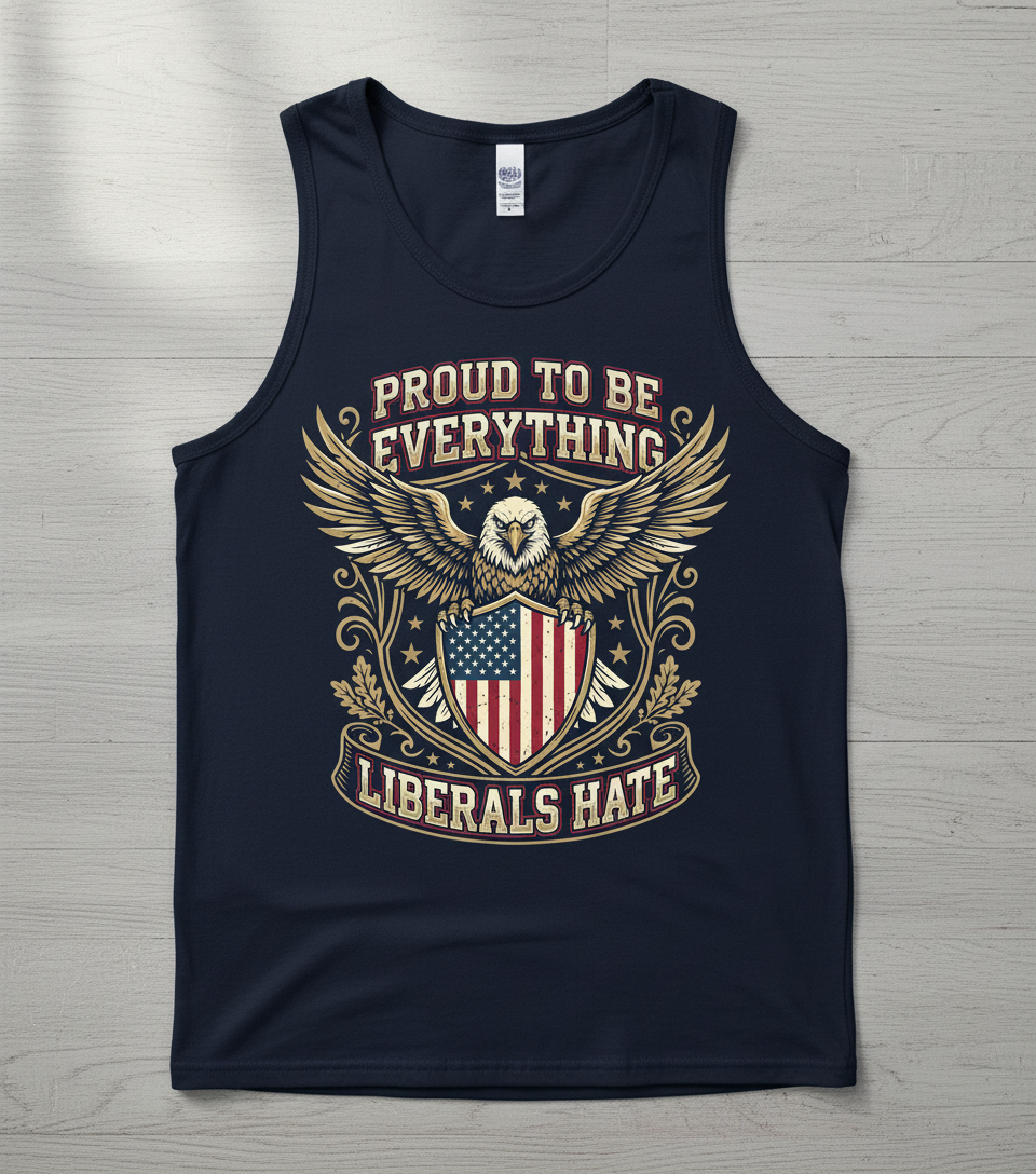 Proud To Be Everything Liberals Hate Patriotic Eagle Tank Top - Navy