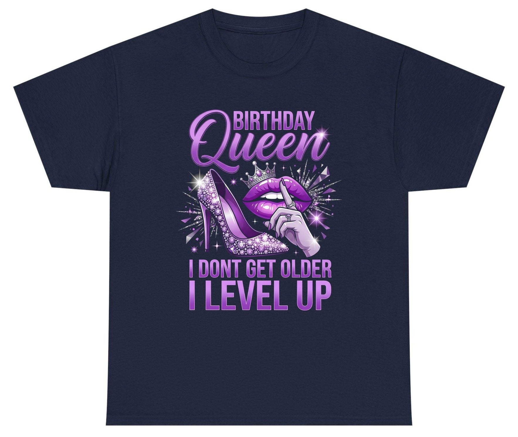 Birthday Queen I Don't Get Older I Level Up birthday celebration Youth T-Shirt Navy product mockup