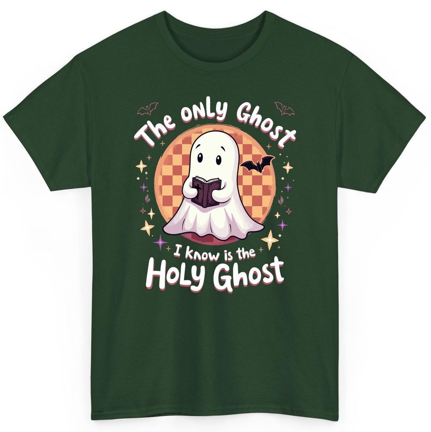 The Only Ghost I Know Is the Holy Ghost christian Halloween T-Shirt Forest Green product mockup