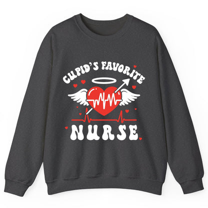 Cupid's Favorite Nurse nursing Sweatshirt Dark Heather product mockup