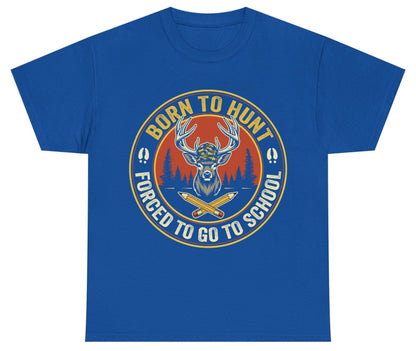 Born to Hunt Forced to Go to School hunting Youth T-Shirt Royal product mockup