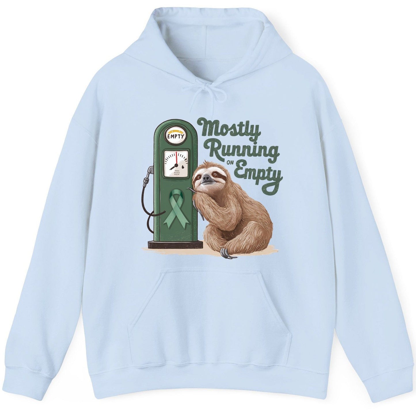 Mostly Running on Empty sloth Hoodie Light Blue product mockup