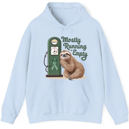 Mostly Running on Empty sloth Hoodie Light Blue product mockup