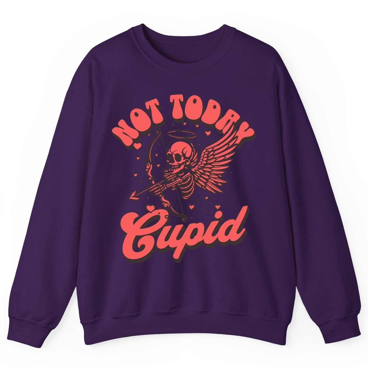 Not Today Cupid skeletal cupid Sweatshirt Purple product mockup