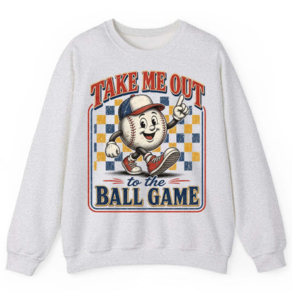 Take Me Out to the Ball Game Retro Baseball Sweatshirt - product mockup - Ash