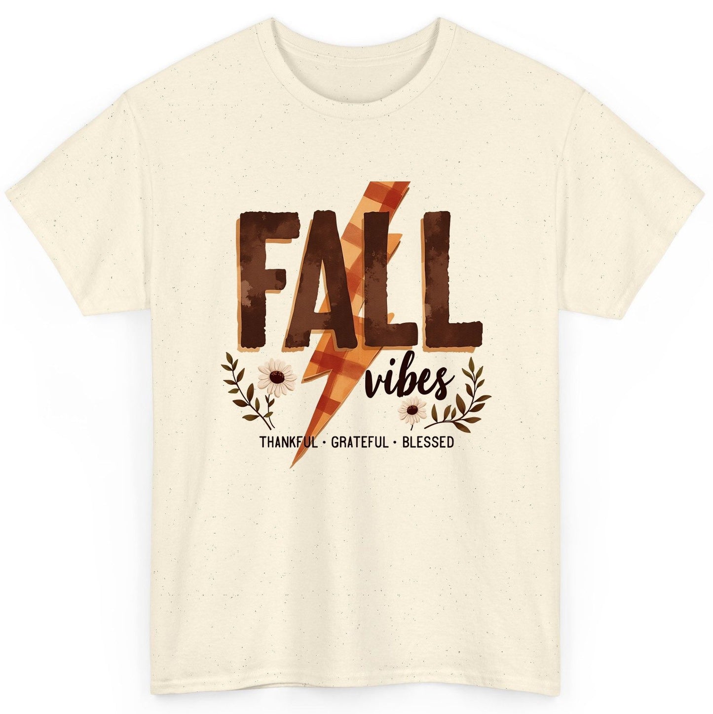 Fall Vibes Thankful Grateful Blessed autumn T-Shirt Natural product mockup