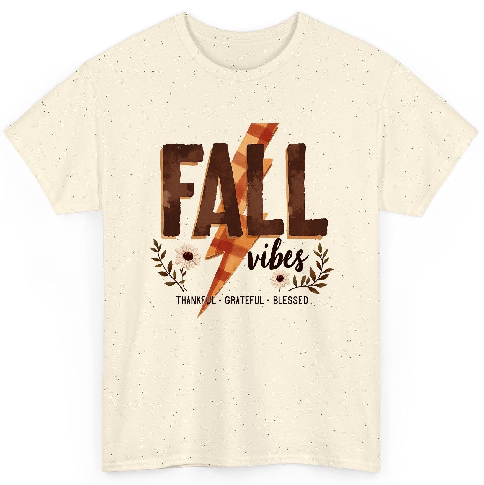 Fall Vibes Thankful Grateful Blessed autumn T-Shirt Natural product mockup