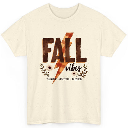 Fall Vibes Thankful Grateful Blessed autumn T-Shirt Natural product mockup