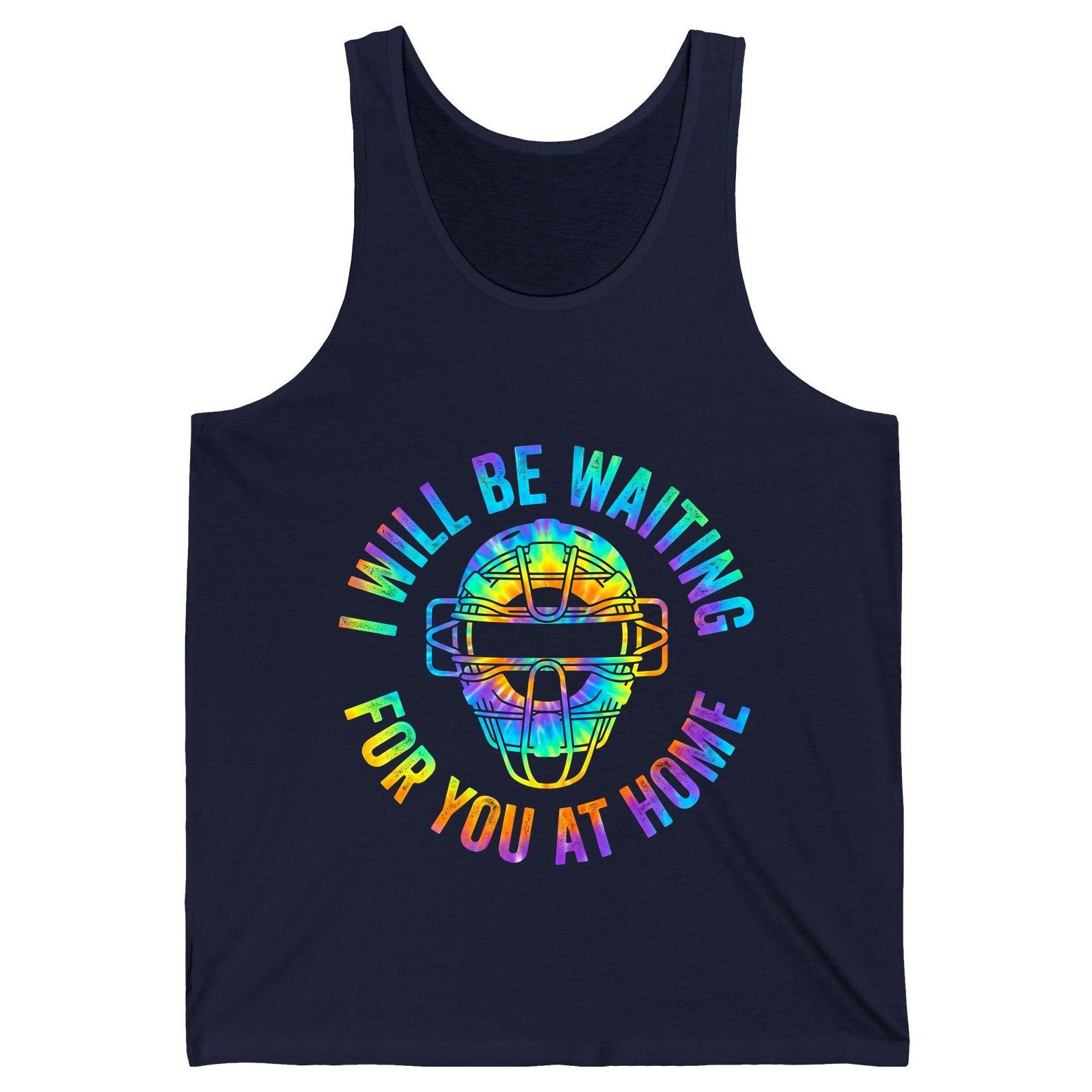 I Will Be Waiting for You at Home baseball catcher Tank Top Navy product mockup