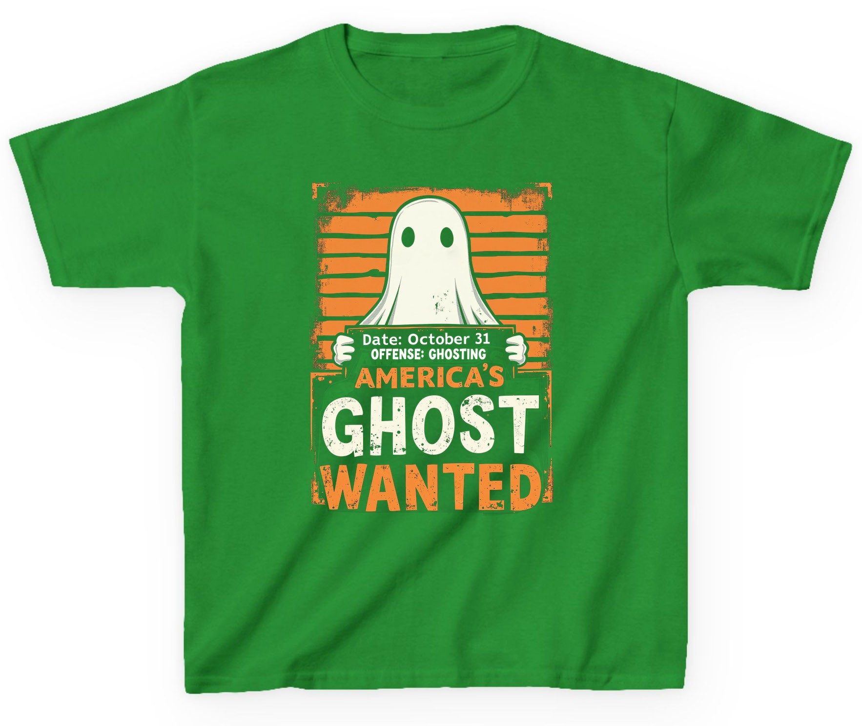 Date October 31 Offense Ghosting America's Ghost Wanted ghost Youth T-Shirt Irish Green product mockup
