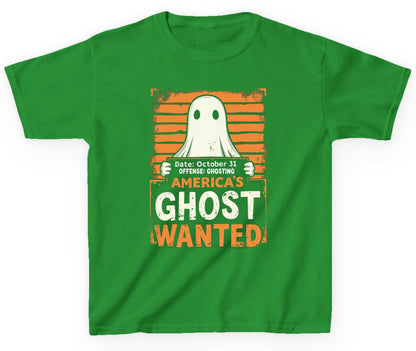 Date October 31 Offense Ghosting America's Ghost Wanted ghost Youth T-Shirt Irish Green product mockup