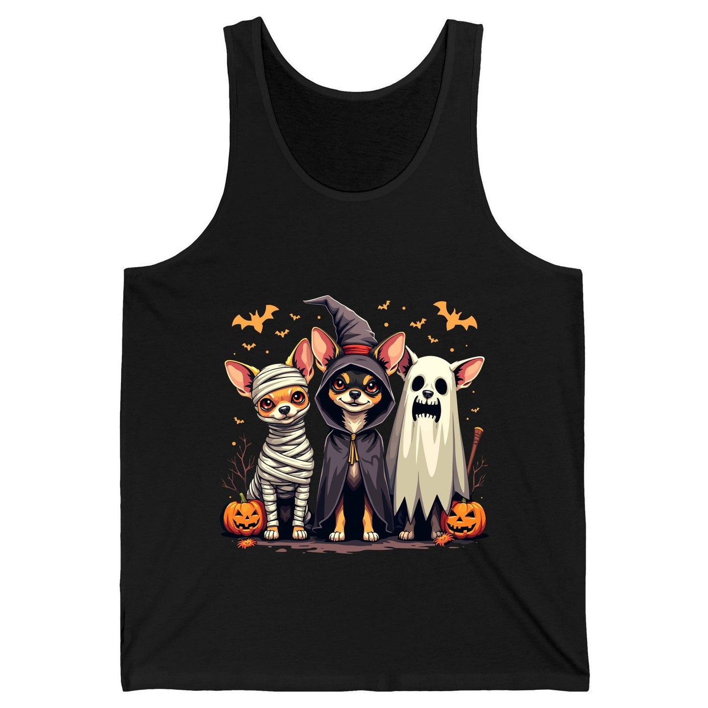 Chihuahua Halloween Costumes chihuahua dogs in Halloween costumes Tank Top Black product mockup