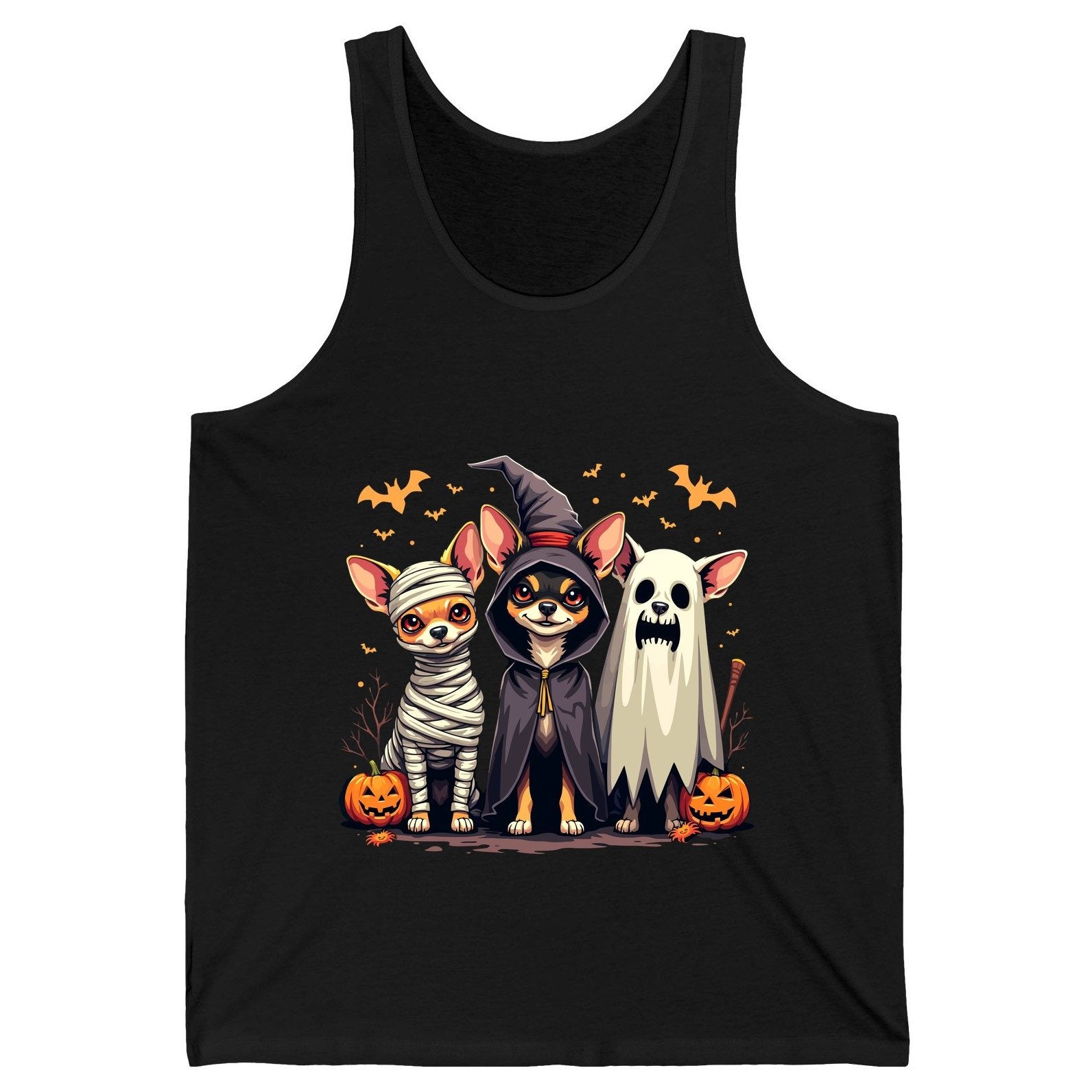 Chihuahua Halloween Costumes chihuahua dogs in Halloween costumes Tank Top Black product mockup