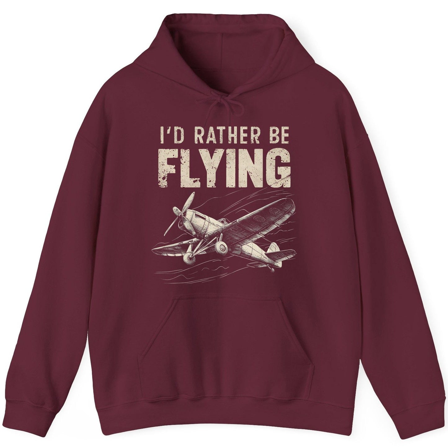 I'd Rather Be Flying vintage propeller plane Hoodie Maroon product mockup