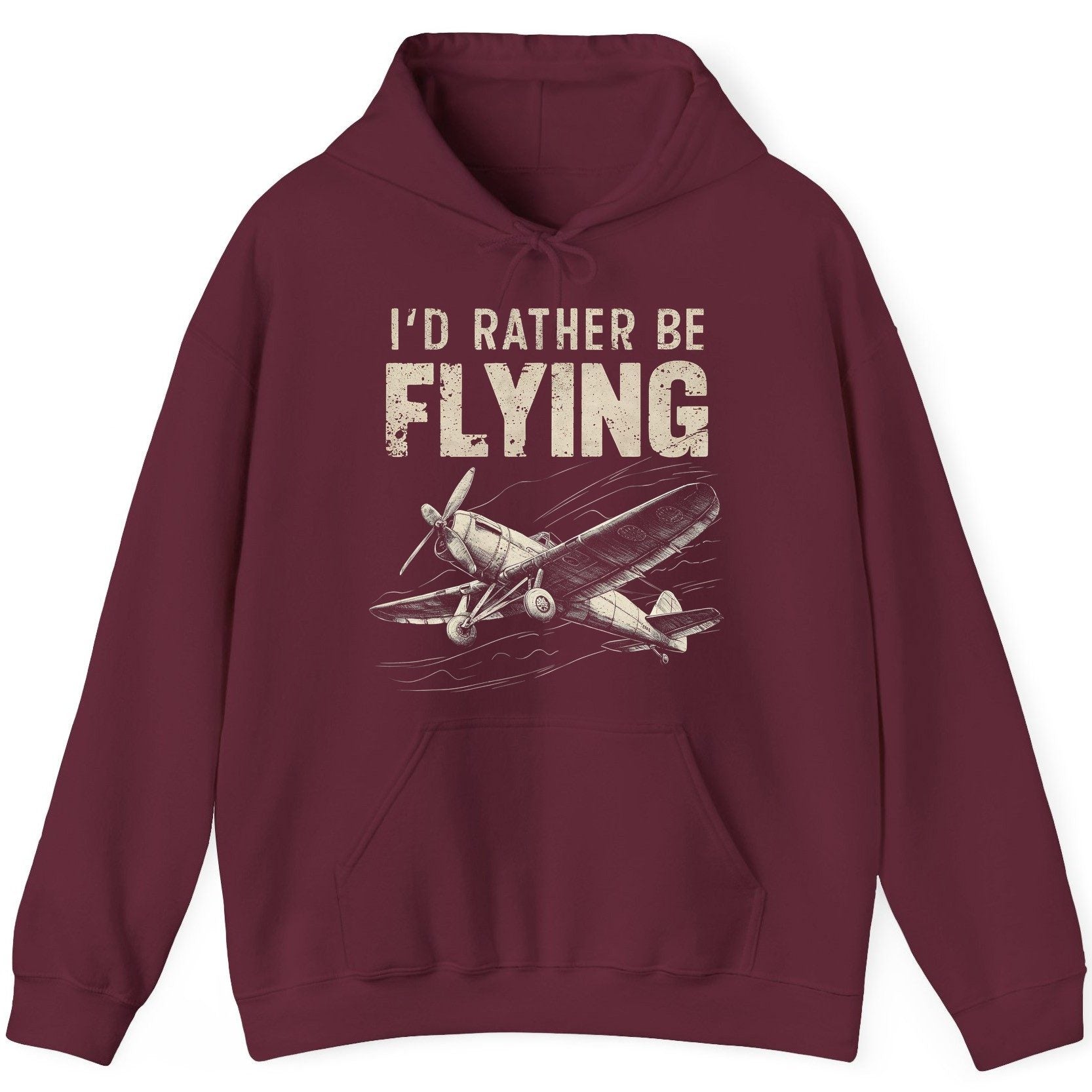 I'd Rather Be Flying vintage propeller plane Hoodie Maroon product mockup
