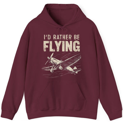 I'd Rather Be Flying vintage propeller plane Hoodie Maroon product mockup