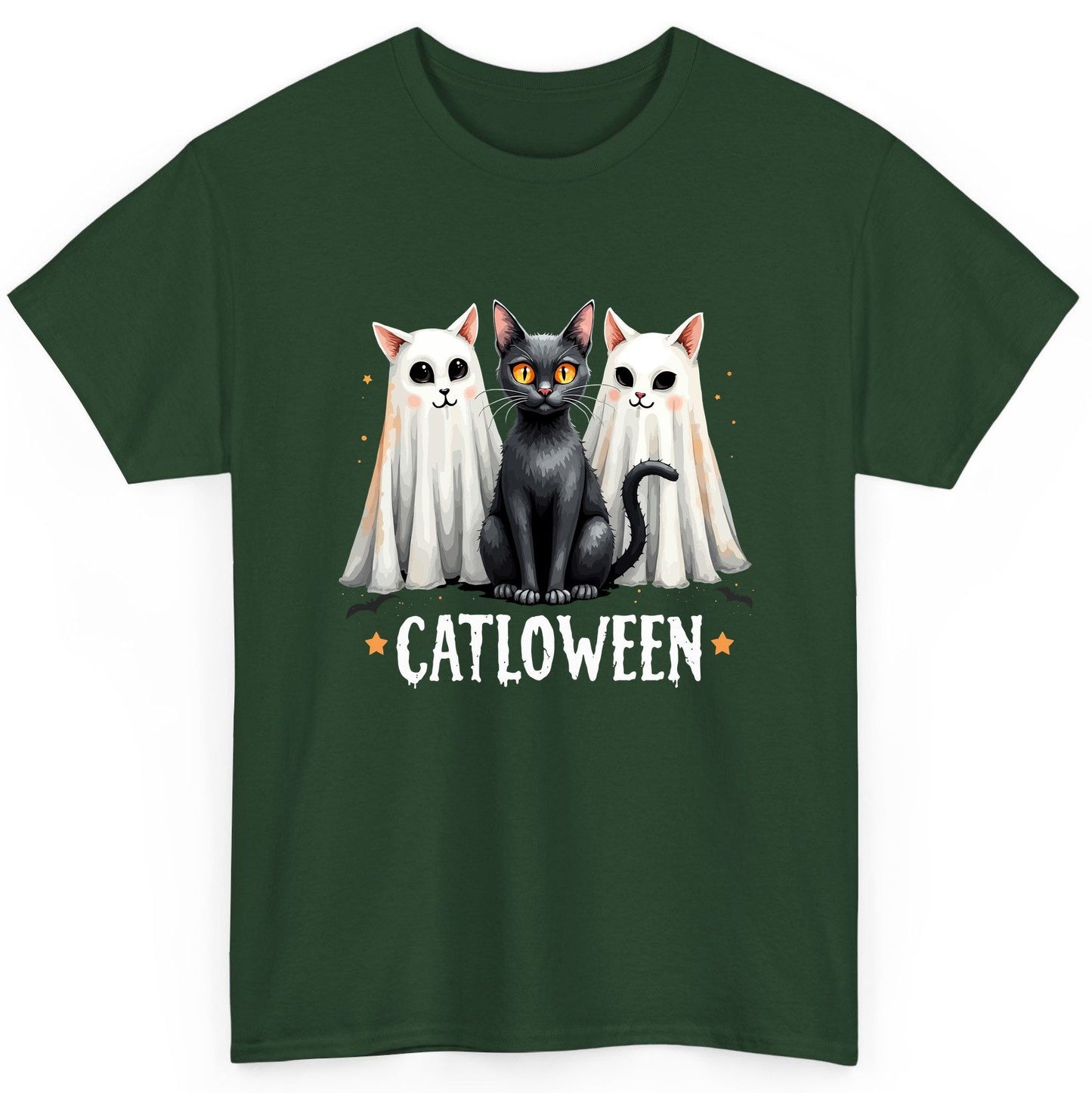 Catloween Halloween cats T-Shirt Forest Green product mockup