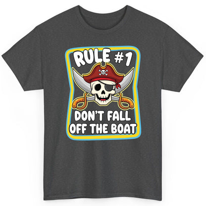 Rule 1 Don't Fall Off the Boat pirate T-Shirt Dark Heather product mockup