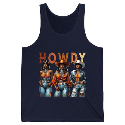 Howdy black cowgirls Tank Top Navy product mockup