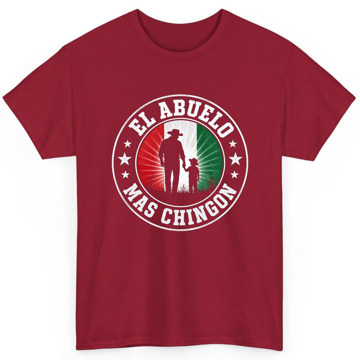 El Abuelo Mas Chingon mexican grandfather T-Shirt Cardinal Red product mockup