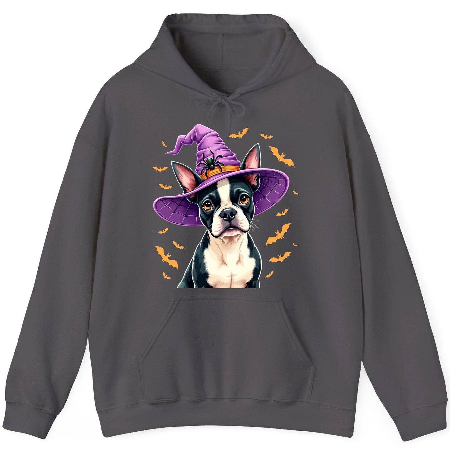 Halloween Boston Terrier Witch boston terrier Hoodie Charcoal product mockup