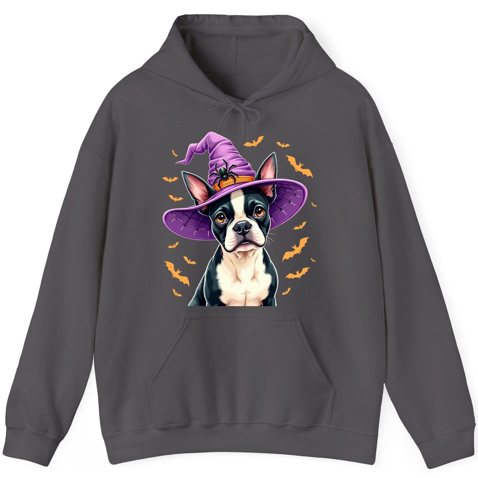 Halloween Boston Terrier Witch boston terrier Hoodie Charcoal product mockup