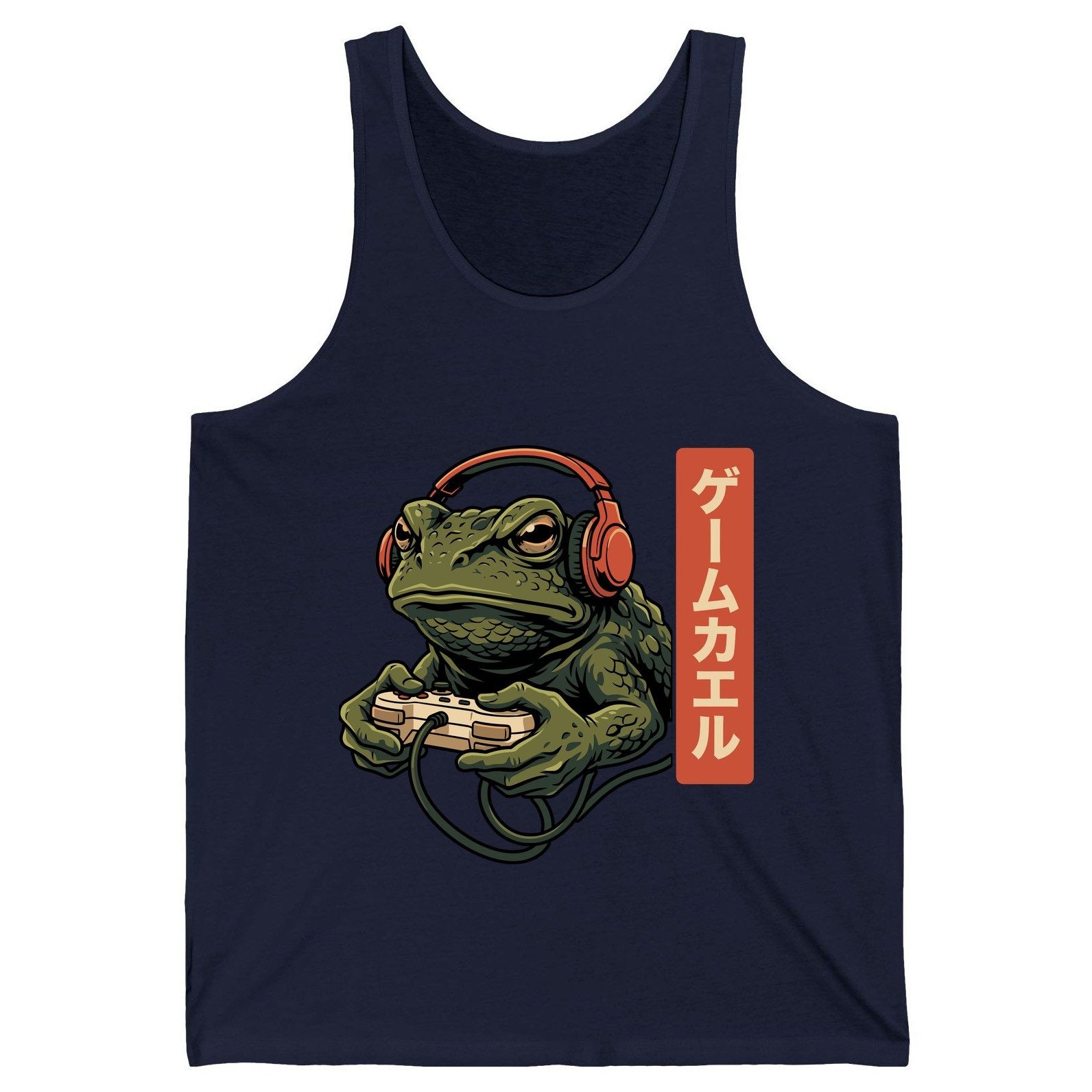 ゲームカエル gaming toad Tank Top Navy product mockup