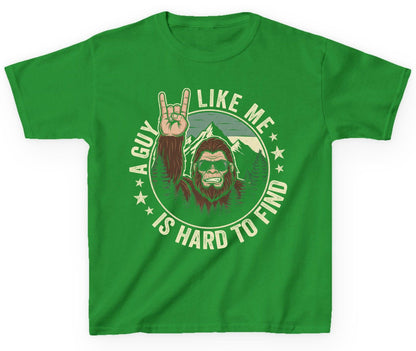 A Guy Like Me Is Hard to Find bigfoot Youth T-Shirt Irish Green product mockup