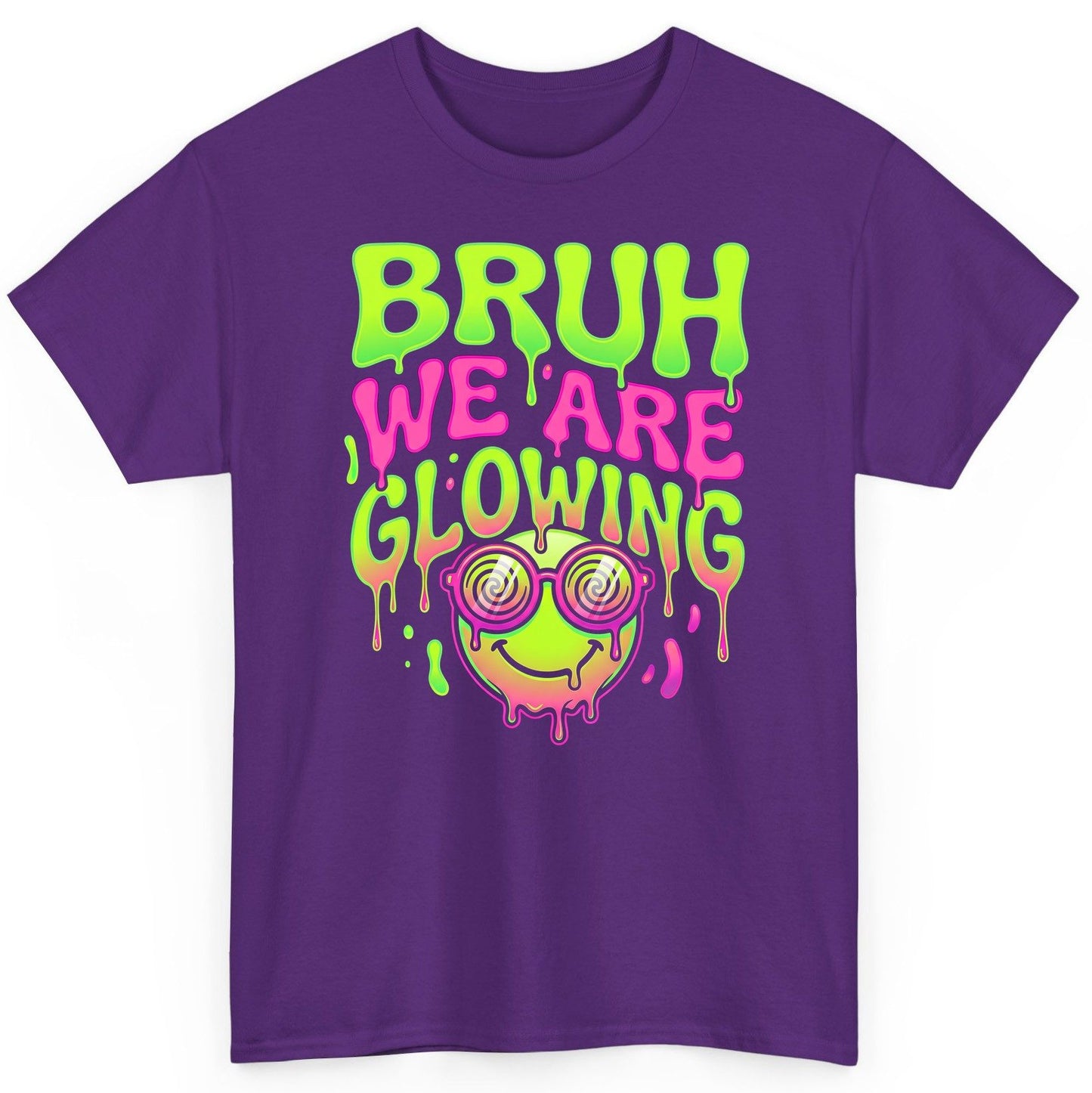 Bruh We Are Glowing rave culture T-Shirt Purple product mockup