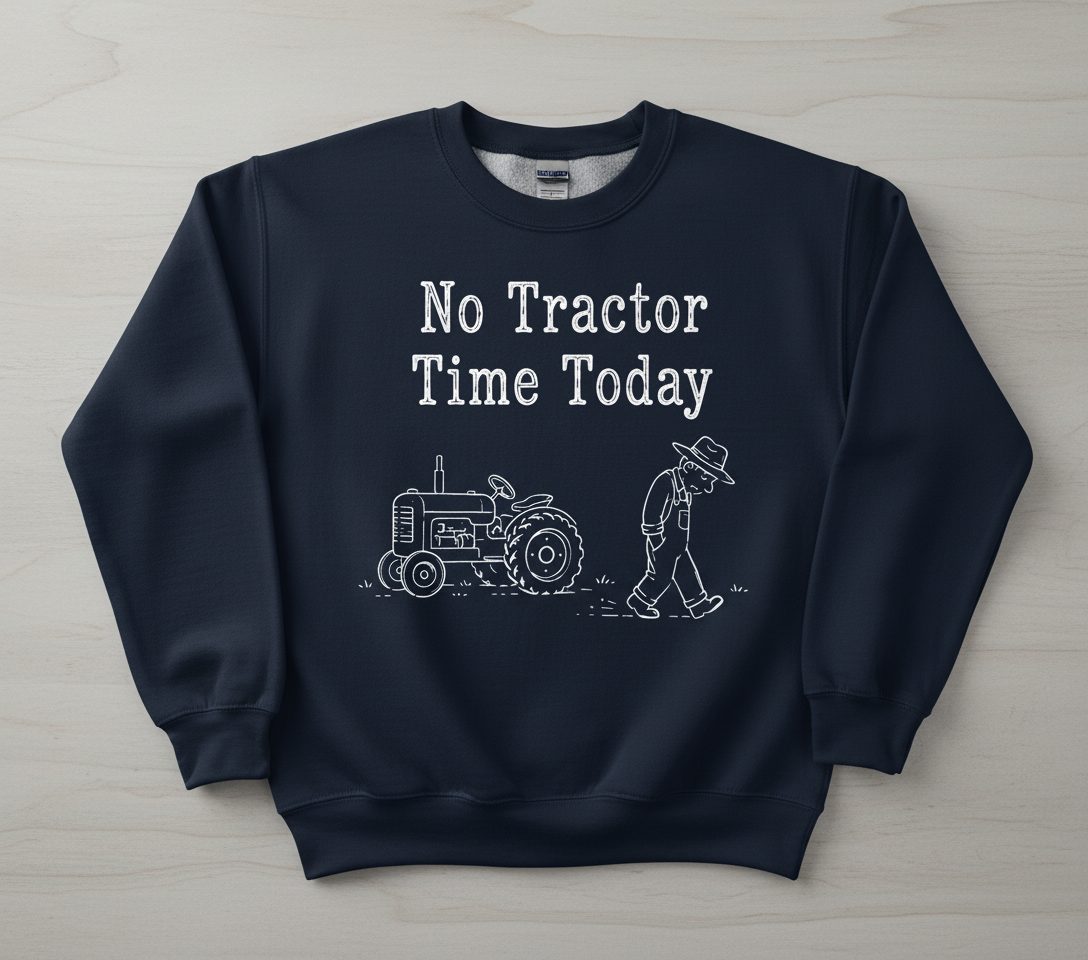 No Tractor Time Today Funny Farming Sweatshirt - product mockup - Navy