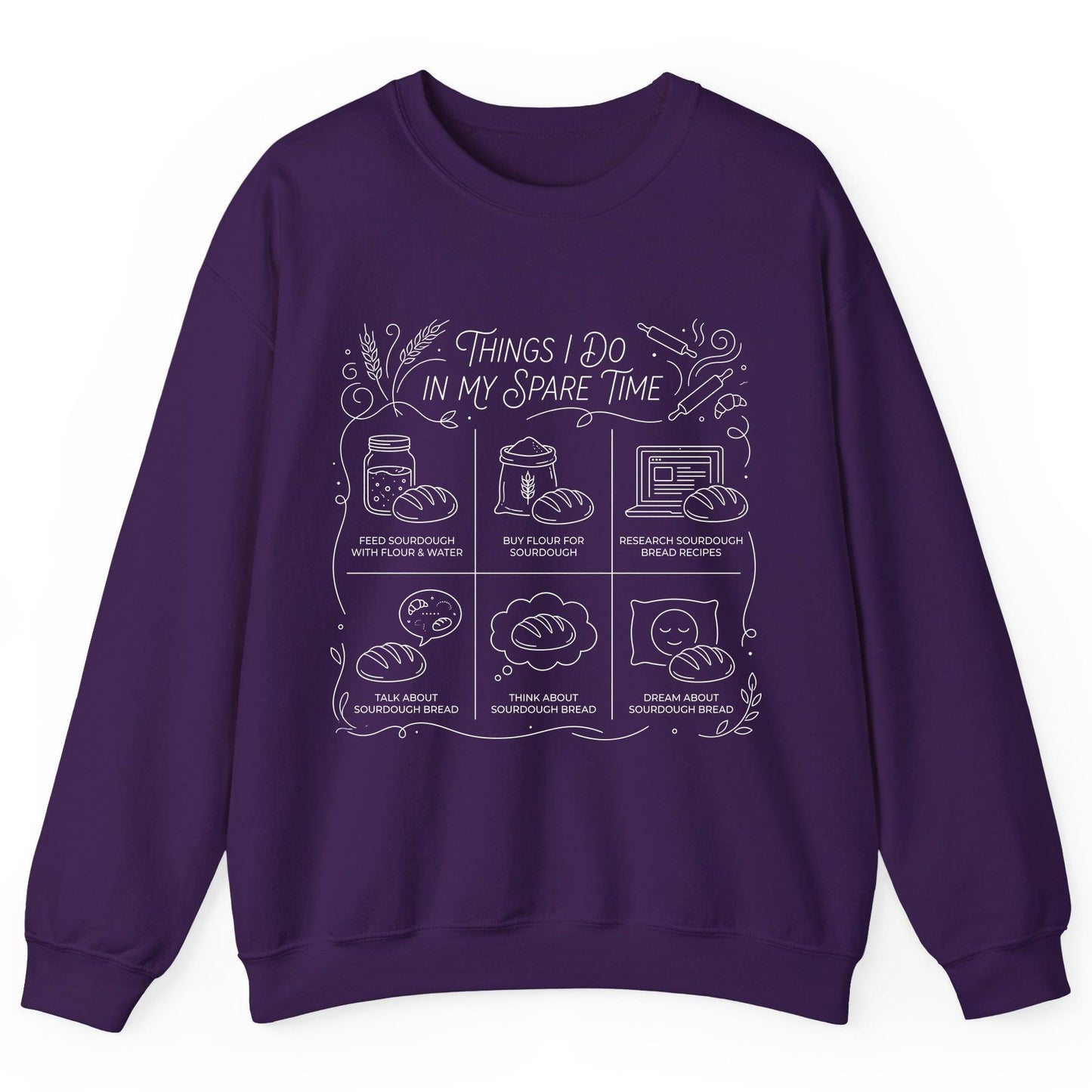Things I Do in My Spare Time sourdough baking Sweatshirt Purple product mockup