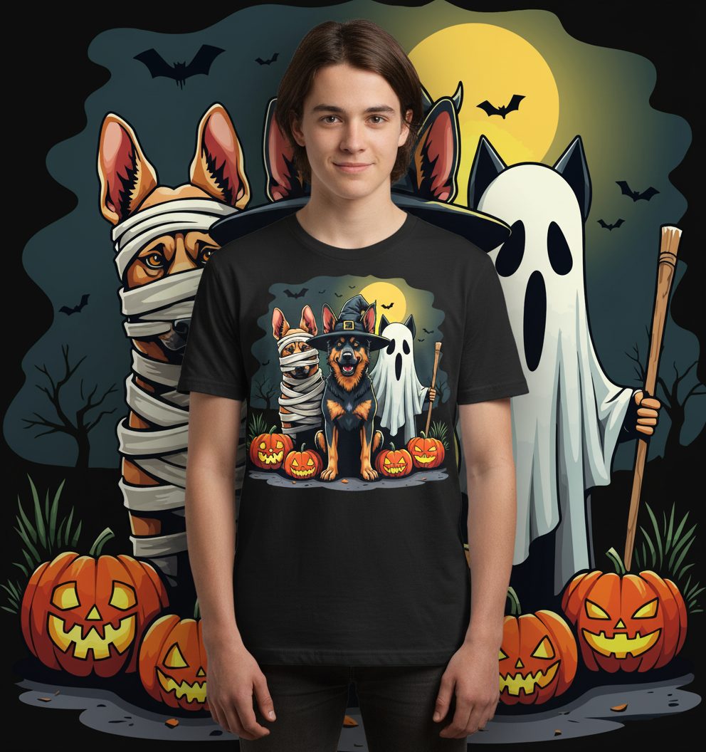 Halloween Dogs in Costumes Halloween dogs Youth T-Shirt Black lifestyle mockup
