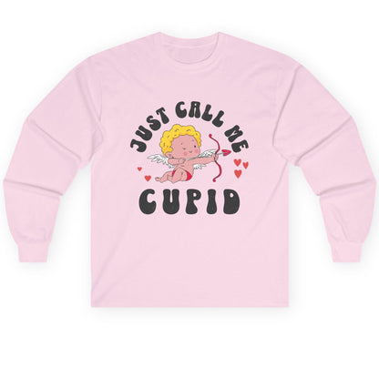 Just Call Me Cupid cupid Long Sleeve Tee Light Pink product mockup