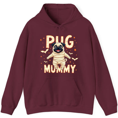 Pug Mummy pug Hoodie Maroon product mockup