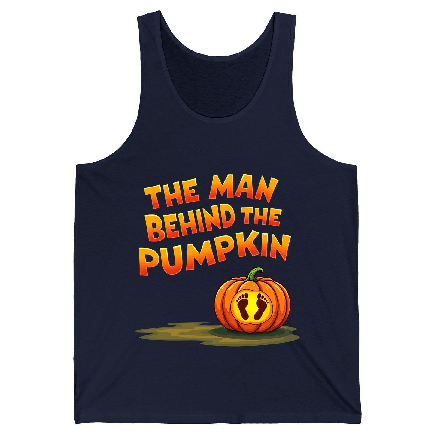 The Man Behind the Pumpkin pregnancy announcement Tank Top Navy product mockup