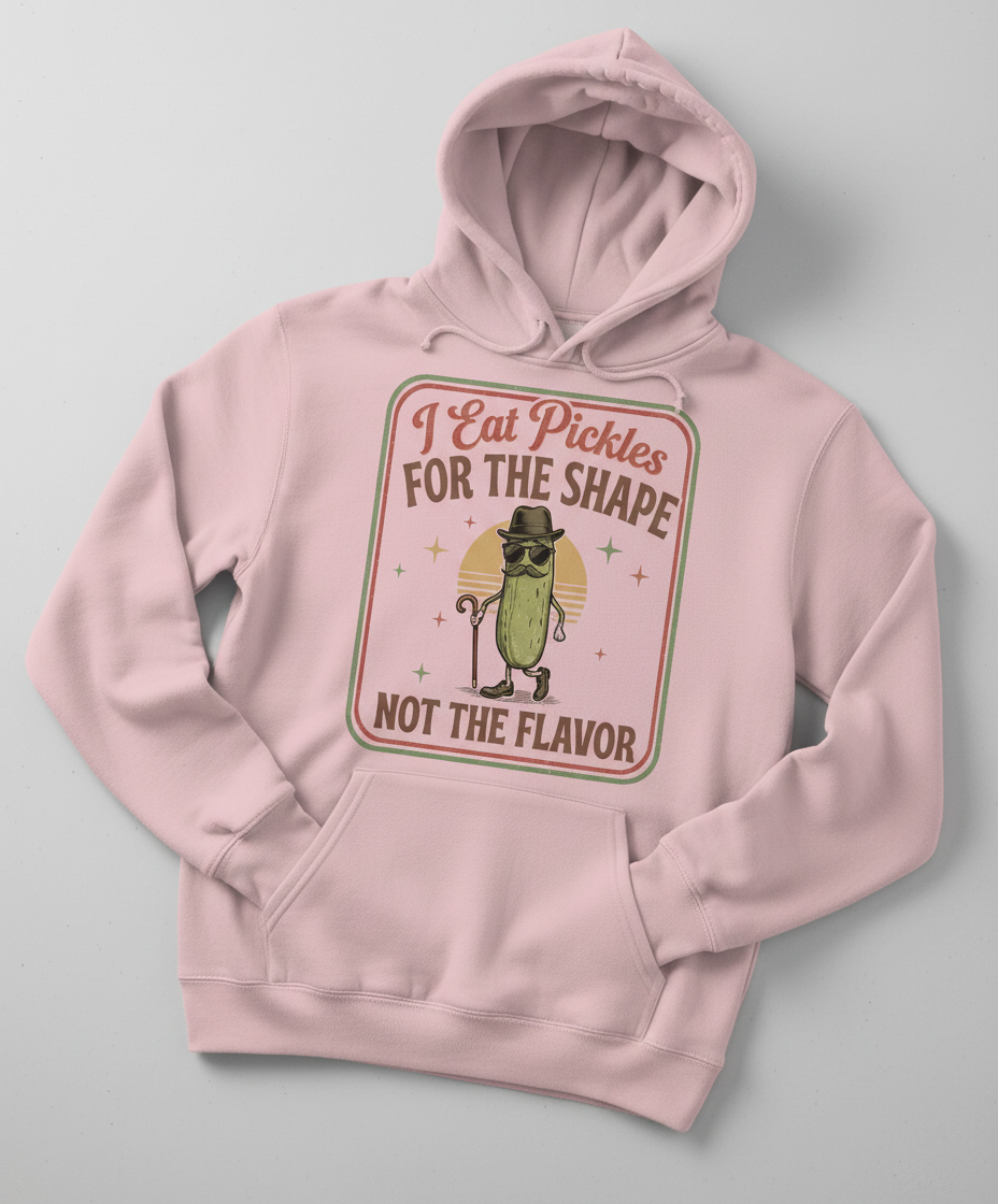 Funny Pickle I Eat Pickles For The Shape Retro Design Hoodie - Light Pink