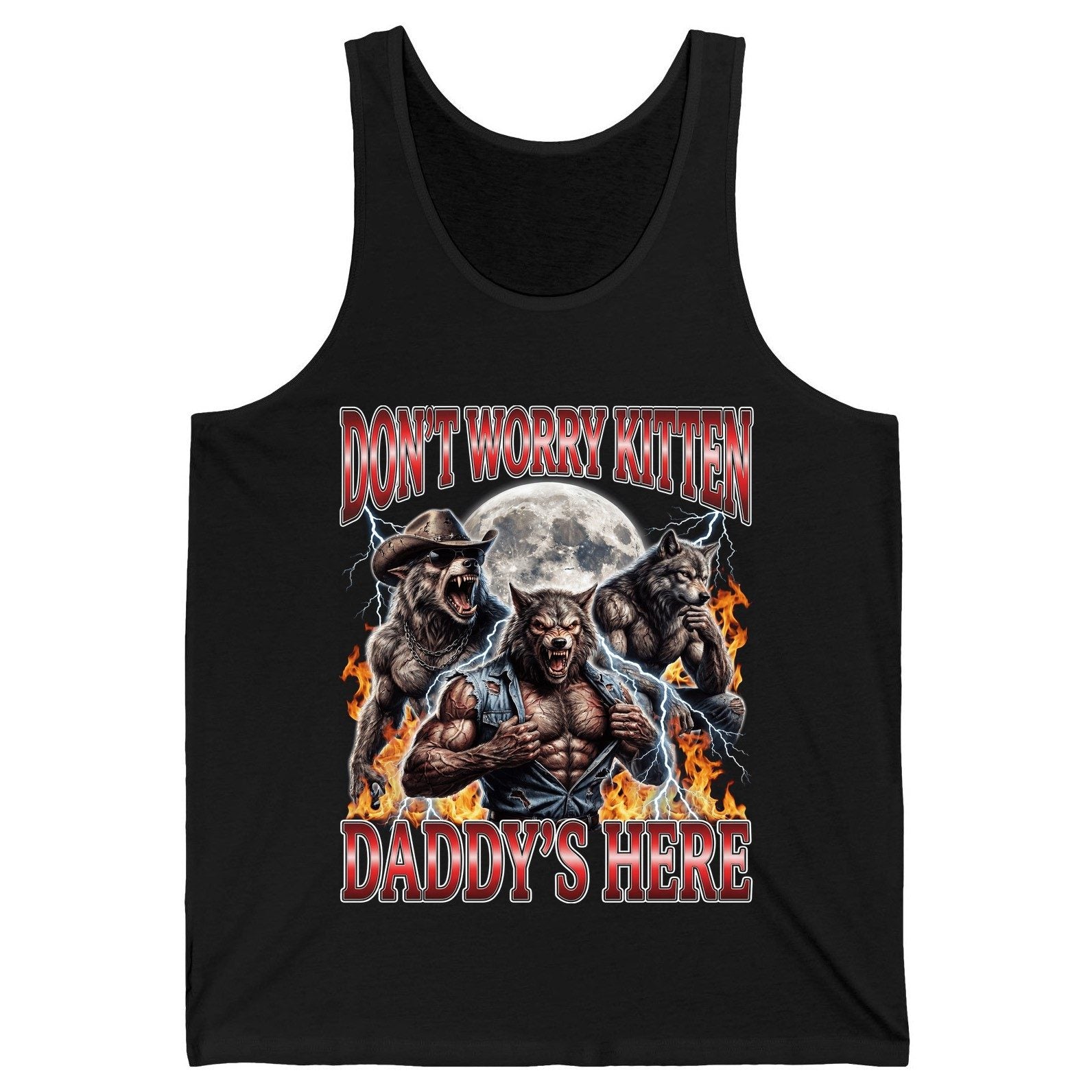 Don't Worry Kitten Daddy's Here werewolves Tank Top Black product mockup