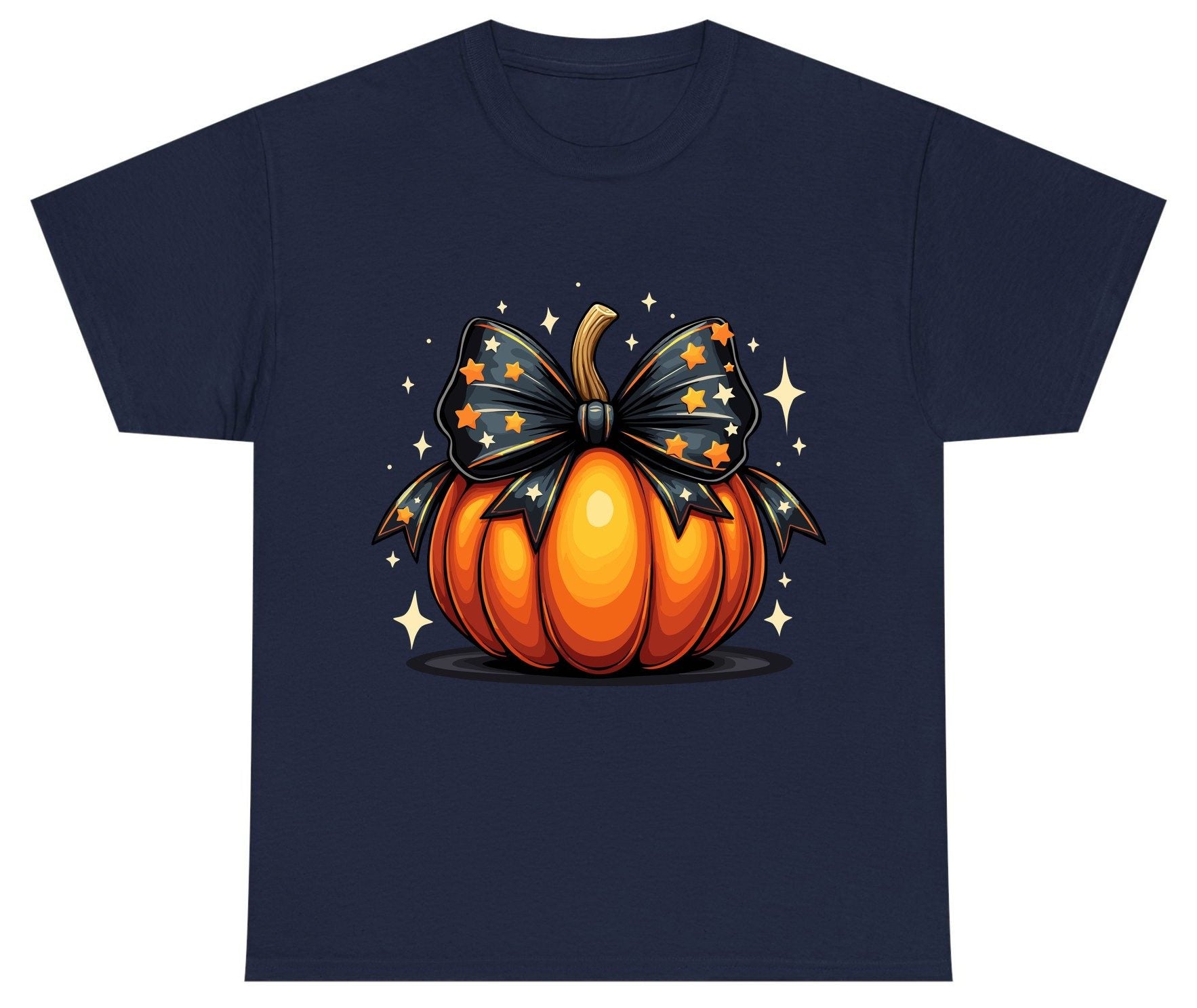 Starry Bow Pumpkin Halloween pumpkin Youth T-Shirt Navy product mockup