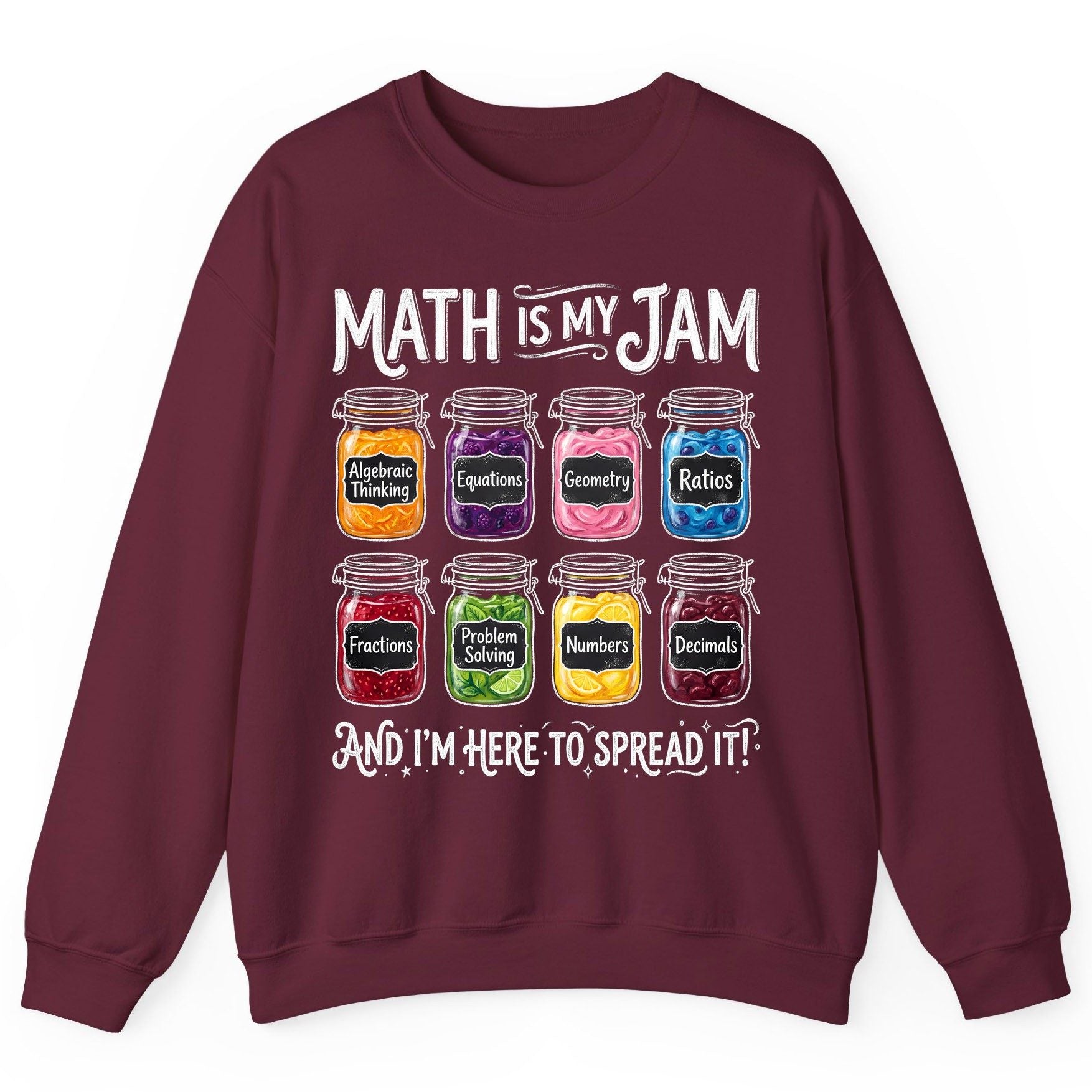 Math Is My Jam and I'm Here to Spread It! mathematics Sweatshirt Maroon product mockup